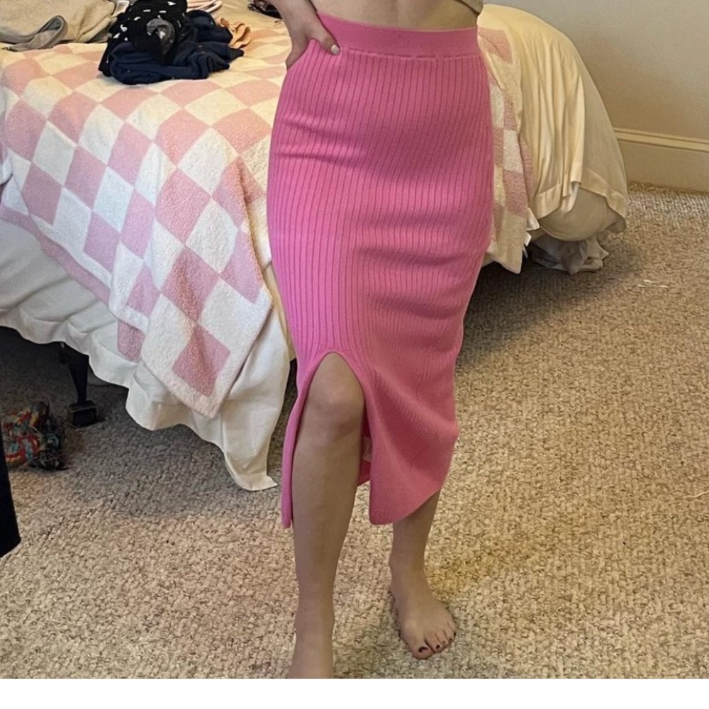 Pink midi skirt